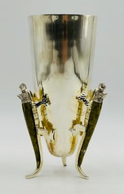 Emilia Castillo for Los Castillo Bullet Vase with Iguana Sculpture Details, 20th Century