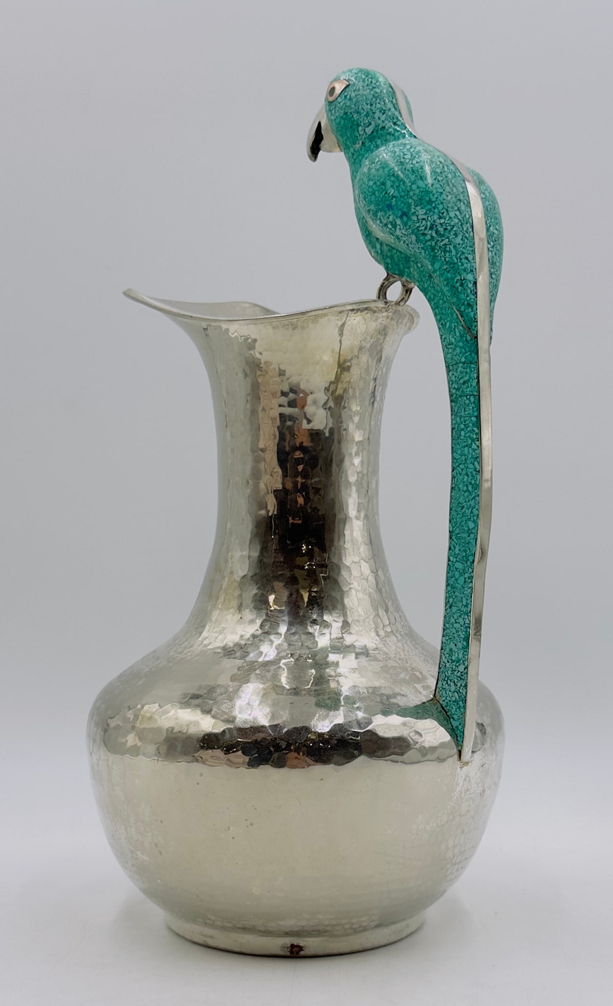 Large Water Pitcher With Parrot Handle by Signed ACT, Taxco, Mexico 1965 (1 of 14)