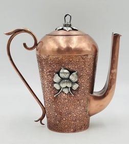 1940's Silver & Copper Coffee or Teapot by Ana Nuñez de Brilanti (1907-1999), Mexico