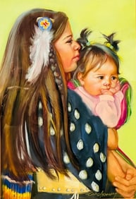 "Tenderness" Native American Painting by Carol Theroux (USA 1930-2021)