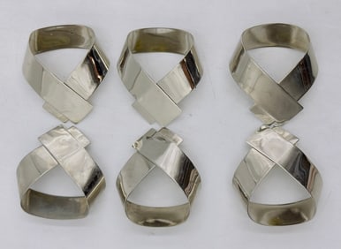 Set of 6 Silver-Plated Napkin Rings, Made in Hong Kong