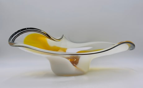Large Studio Glass Bowl by Janet & Rick Nicholson of Nicholson Glass, Signed & Dated 01
