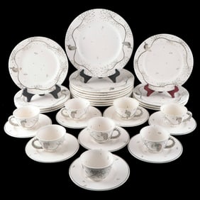 -Guacamaya- Ceramic and Silver Dinnerware by Emilia Castillo, 20th Century Mexico