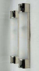 Pair of Polished Nickel and Glass Wall Sconces