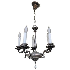 Vintage Five Arm Chandelier With Silver Plated Finish by Remains Lighting