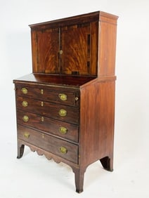 English Regency Dresser/Secretary Cabinet With Brass Accents