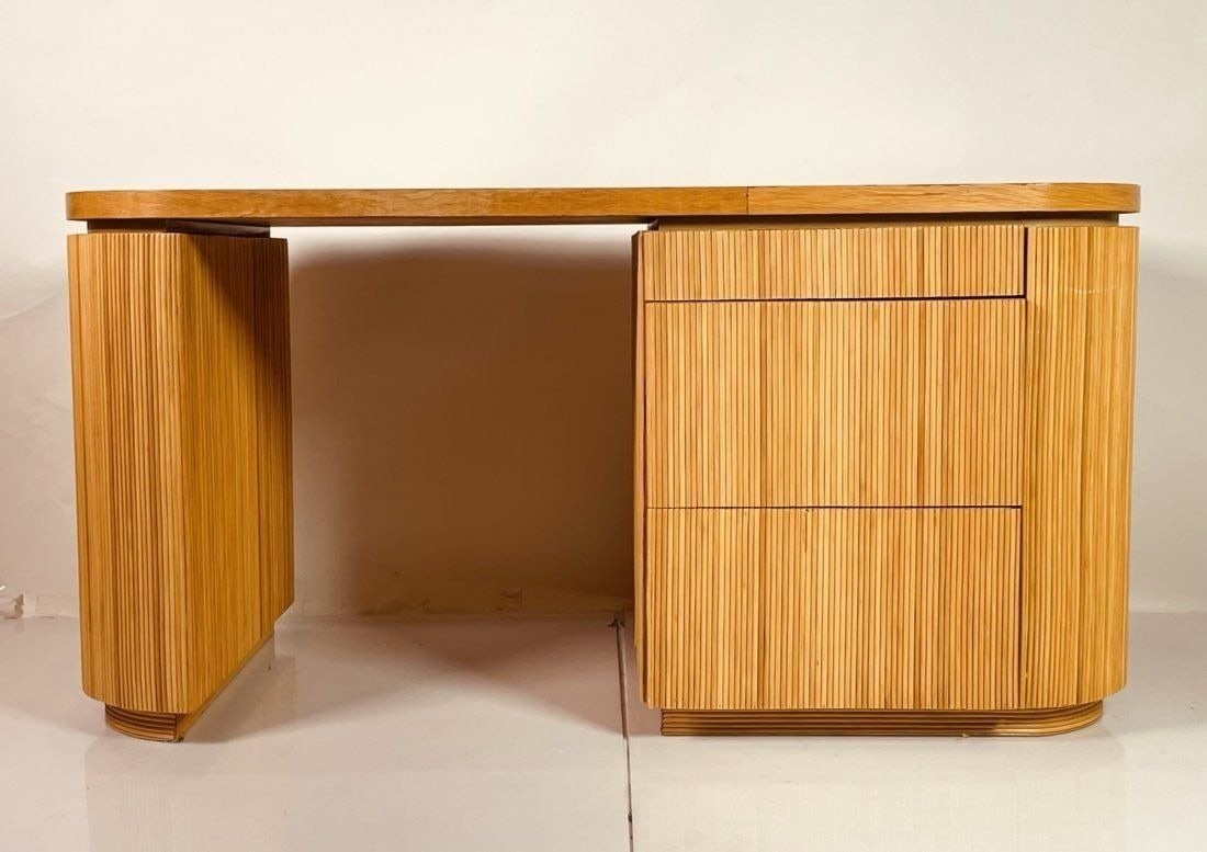 Pencil Reed Executive Desk in the Style of Karl Springer, USA 1970's (1 of 12)