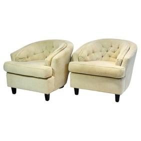 Vintage Barrel Chairs with Tufted Backs, USA 1970's