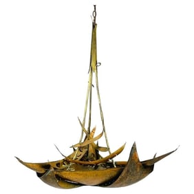 Brutalist Style Copper and Brass Chandelier