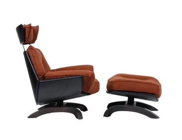 Leather & Fabric Lounge Chair & Ottoman by Giorgio Saporiti, for Saporiti