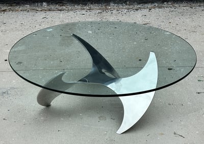 Propeller Coffee Table with a Glass Top by Knut Hesterberg for Ronald Schmitt