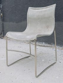 Moderm Chair Upholstered in Sage Green Suede