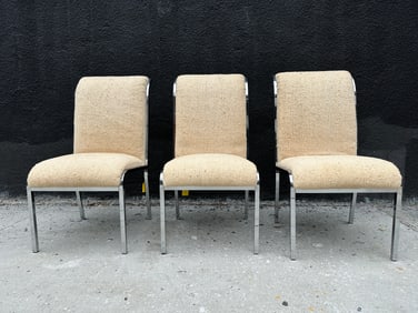 Set of Three Mid Century Modern Side Chairs in the Style of Milo Baughman
