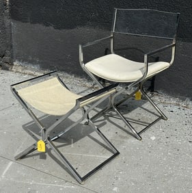 Lucite and Chrome Chair and Ottoman