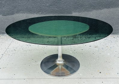 Chrome and Smoked Glass Dining Table in the Style of Chromecraft