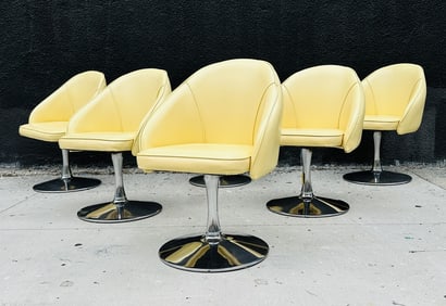 Set of Six Dining Chairs With Swivel Tulip Bases by Mastercraft