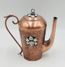 1940's Silver & Copper Coffee or Teapot by Ana Nuñez de Brilanti (1907-1999), Mexico