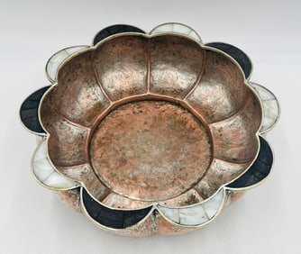 Large Centerpiece/Bowl in Copper & Silver by Los Castillo, Mexico 1960's