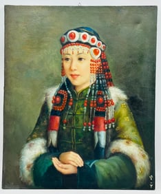 Portrait of Young Lady, China Mid to Late 20th Century, Signed. After Chen Dan Qing