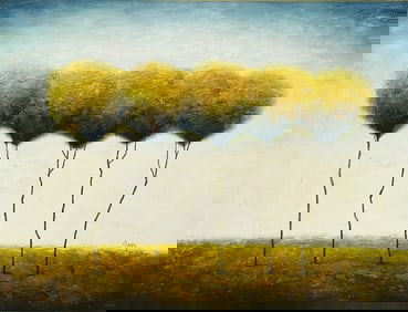 Large Landscape Painting Signed Siergy, 46 w x 36 h