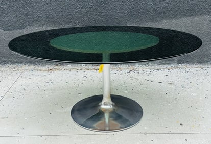 Chrome and Smoked Glass Dining Table in the Style of Chromecraft