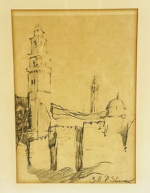 Castle Drawing on Pencil by Los Angeles Artist Z. Charlotte Sherman