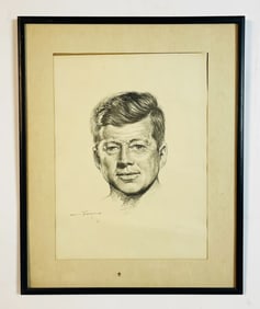 Vintage Print of a John F. Kennnedy Portrait by Ozz Franca.