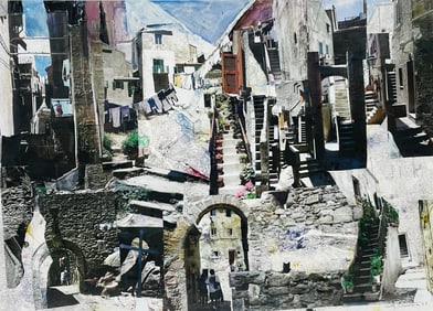 Mixed Collage-Gouche by Betty Warner Sheinbaum Titled -Giglio I-