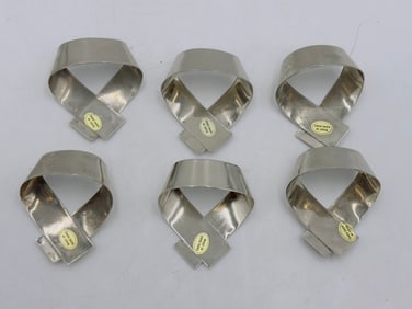 Set of 6 Silver-Plated Napkin Rings, Made in Hong Kong