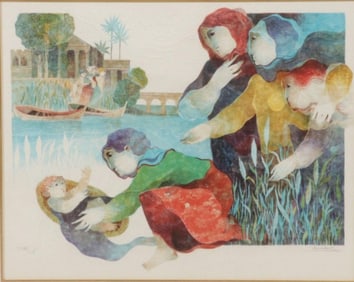 Alvar Sunol Munoz-Ramos (Spanish, born 1935). The Finding of Moses, 1990. Color lithograph on