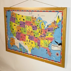 Double Sided U.S. Map by Rand McNally, Illustrated & Equal Area Projection
