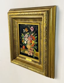 Vintage Enamel Painting in the Spanish School Style, Signed