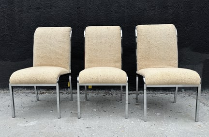 Set of Three Mid Century Modern Side Chairs in the Style of Milo Baughman