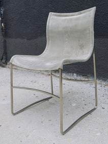 Moderm Chair Upholstered in Sage Green Suede