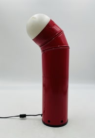 Vintage Pipe Lamp With White Shade and Red Body, USA 1960s