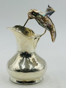 Los Castillo Hummingbird Pitcher With Abalone Shell Body, Mexico 20th Century