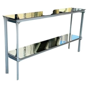 Two Tier Aluminum and Glass Console Table