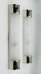 Pair of Polished Nickel and Glass Wall Sconces