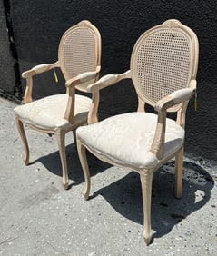Pair of Italian Style Armchairs With Cane Backs