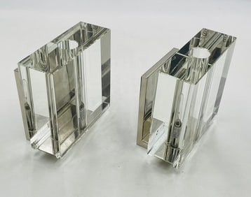 Post-Modern Crystal & Polished Nickel Wall Sconces