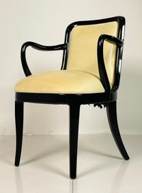 Vintage Armchair with Leather Upholstery, in the style of Karl Springer