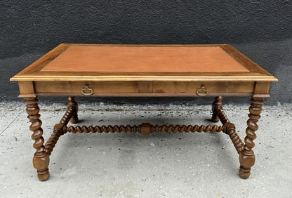19th Century French Louis XIII Style Walnut Barley Twist Center/Library Table