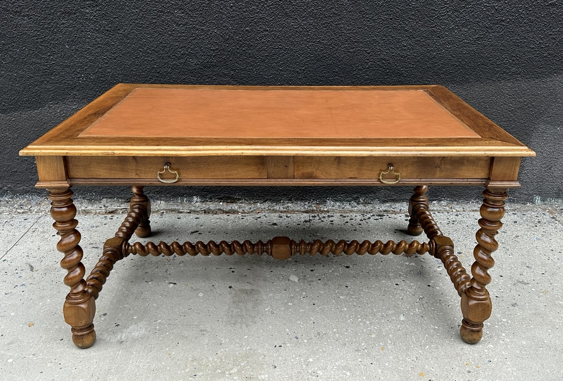 19th Century French Louis XIII Style Walnut Barley Twist Center/Library Table (1 of 16)