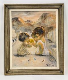 Vintage oil on canvas painting by American artist Dietrich Grunewald (1916-2003).