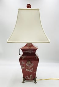 Asian Style Table Lamp with Brass Accents