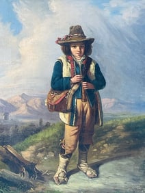 Italian School, Painting of A Roman Peasant Boy.