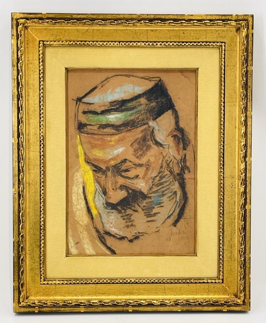 Judaica Pastel Portrait Rabbi Painting, Signed & Dated 56 (1 of 11)