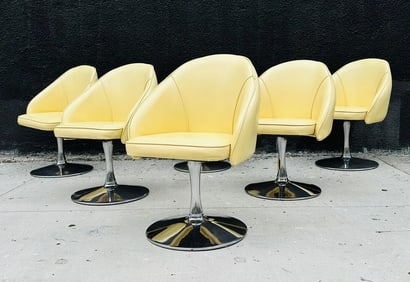 Set of Six Dining Chairs With Swivel Tulip Bases by Mastercraft