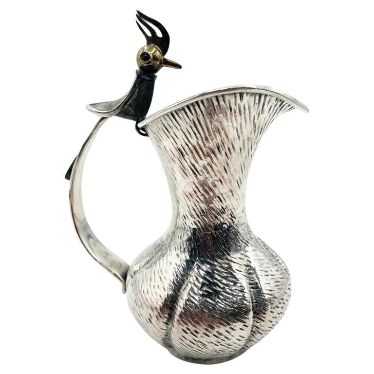 Bird of Paradise Pitcher with Malachite & Lapis Lazuli by Los Castillo, Mexico 1970's (1 of 9)