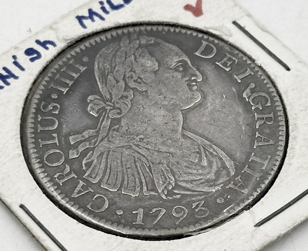 1793 Eight Reales Spanish Colonial Silver Coin, (1 of 4)